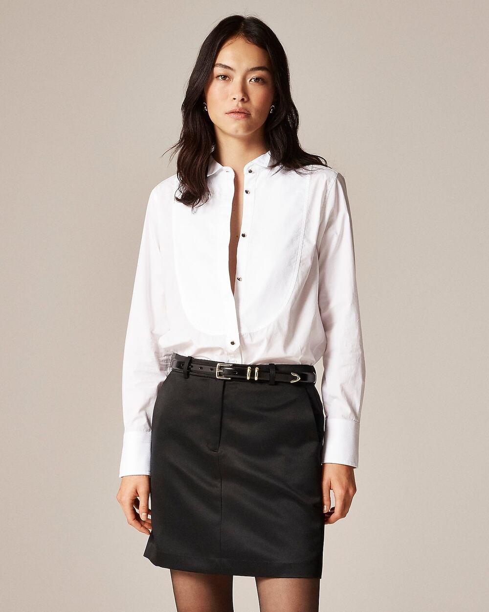 J. Crew Women's Button-Up Jules Tuxedo Shirt in Cotton Poplin White Size 2 NWT